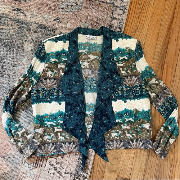 Vintage Waterfall Tropical Jungle Cardigan Jacket - Picture 5 of 9